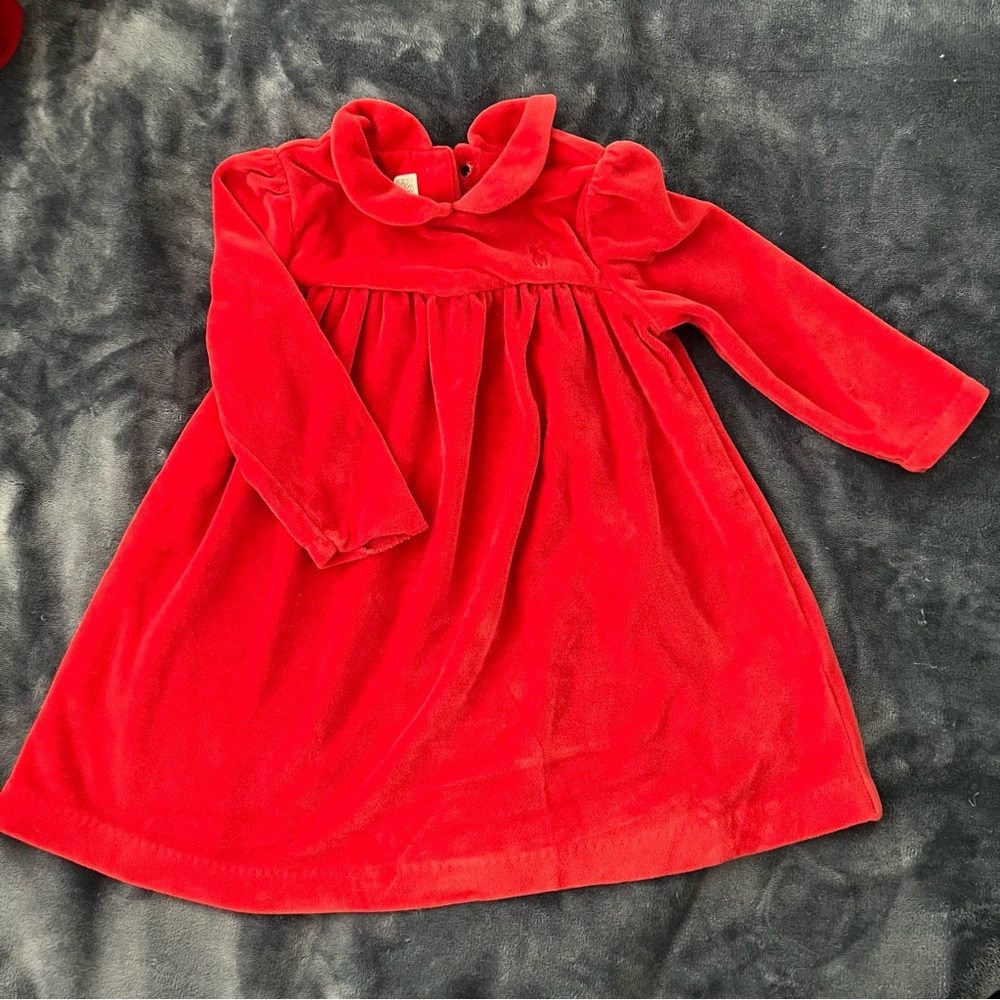 Ralph Lauren Velour A-Line Dress & Bloomers 2-Piece Set, Baby Size 9M